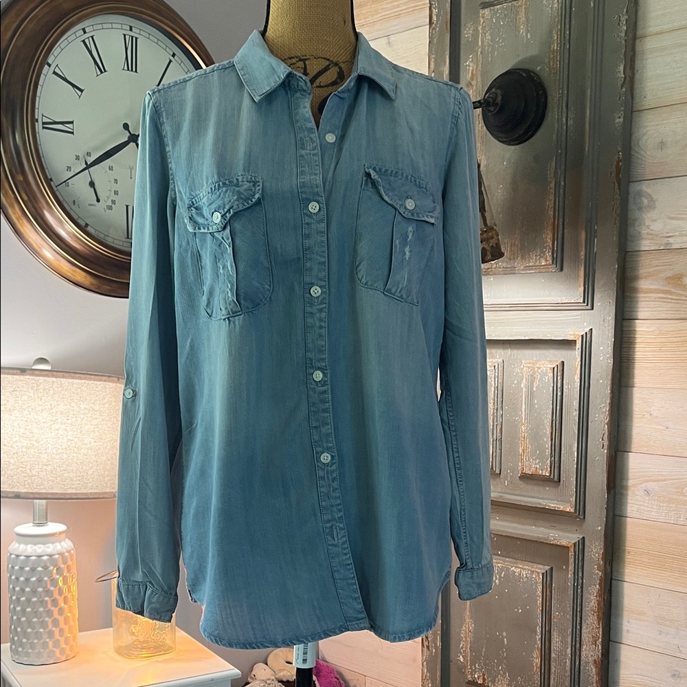 Thread & Supply Light Blue Denim Button-Down Shirt